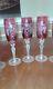 13 Nachtmann Traube Cranberry Cut Clear Champagne Flutes With One Decanter And