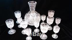 13 Pc. Abp Higgins & Seiter Diamond Fan Patterned Crystal Carafe/decanter W0w