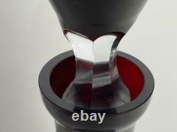 14 Ruby Red cut to clear Bohemian Czech Crystal Wine Decanter with Stopper