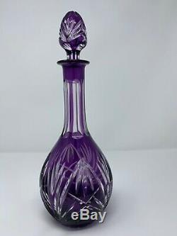 14 Tall Crystal Purple Cut To Clear Decanter With Stopper