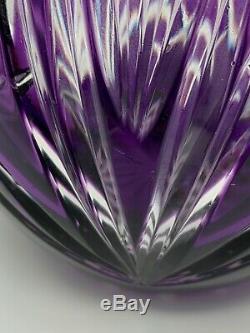 14 Tall Crystal Purple Cut To Clear Decanter With Stopper