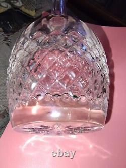 15 Cut Heavy Clear Glass Decanter Diamond Hobnail Thumbprint with Stopper