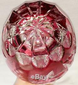 16Tall, CRYSTAL CRANBERRY DECANTER With STOPPER by NACHTMANN TRAUBE CUT-TO-CLEAR
