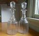 1860 Matching Pair Of Cut Glass Paneled Liquor Decanters & Cut Hollow Stoppers