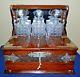 1870's Games Tantalus Cut Glass Decanters Cribbage Board Secret Drawer And Key