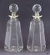 1898 Fab Pair Victorian English Sterling Silver & Cut Glass Locking Decanters