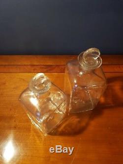 18th Century Pair of Canted Square Shaped Glass Spirit Decanters