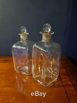 18th Century Pair of Canted Square Shaped Glass Spirit Decanters