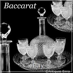 1900 Rare Baccarat Diamond Cut Crystal Liquor or Aperitif Service