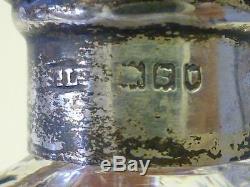 1902 Victorian Finnegan Sterling Silver Cut Glass Liquor Decanter Flask Bottle
