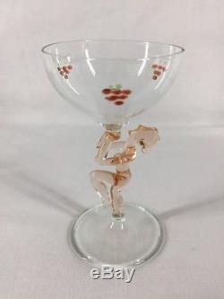 1930s Decanter And 4 Glasses With Stems In The Shape Of A Lady (ref B872)