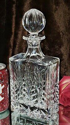 1970s Crystal CUT Glass Rectangle Decanter, Base 1 1/8 Thick PALM DECOR POLAND