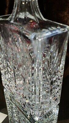 1970s Crystal CUT Glass Rectangle Decanter, Base 1 1/8 Thick PALM DECOR POLAND