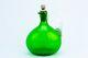 19c Green Blown Cut Glass Decanter Flask Carafe Antique English Port Wine Sherry