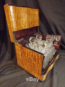 19c Inlaid Tantalus/Decanter Box Complete