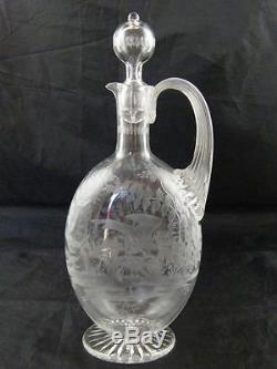 19th CENTURY ETCHED & INTAGLIO CUT CLEAR GLASS DECANTER