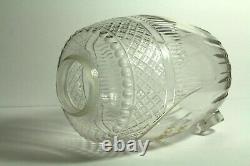 = 19th C. Hand Cut Glass Scotch Whiskey Barrel Dispenser Decanter, Anglo-Irish