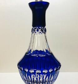 1 Ajka King Louis Cobalt Blue Cut To Clear Crystal Teardrop Decanter WithStopper