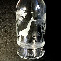 1 (One) RARE QUEEN LACE KENYA WILDLIFE Etched and Cut Crystal Giraffe Decanter