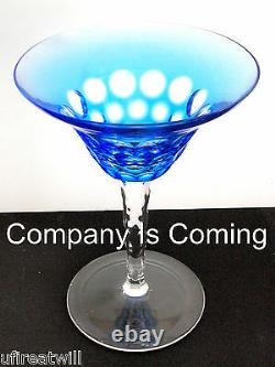 1 Waterford simply BLUE AZURE cased cut to clear crystal martini cocktail