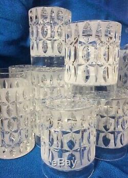 20pc! MCM Italian Crystal Cut 2 Decanters Highball Rocks Glasses Vintage Bar Set