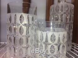 20pc! MCM Italian Crystal Cut 2 Decanters Highball Rocks Glasses Vintage Bar Set