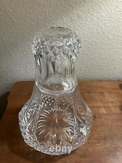 24% Lead Crystal Bedside Water Carafe Clear Cut Glass French 9 Tall 2003