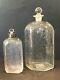2 Antique 18th Century Clear Blown Cut Glass Decanter Bottles Apothecary
