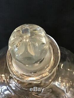 2 Antique 18th Century Clear Blown Cut Glass Decanter Bottles Apothecary