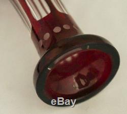 2 Antique Bohemian Moser Red Blown Chintz Cut Intaglio Art Glass Decanter 16