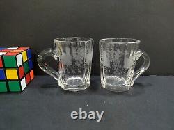 2 Antique Panel Cut Etched Grape Vine Whiskey Mugs Boston Sandwich