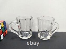 2 Antique Panel Cut Etched Grape Vine Whiskey Mugs Boston Sandwich