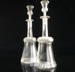 2 Edinburgh & Leith Flint Glass Co Thistle Decanters 1880-90