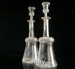 2 Edinburgh & Leith Flint Glass Co Thistle Decanters 1880-90