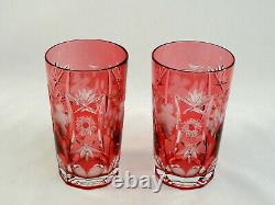 2 Nachtmann Traube Cranberry Cut to Clear 12 Oz Tumblers Crystal Glasses Qty