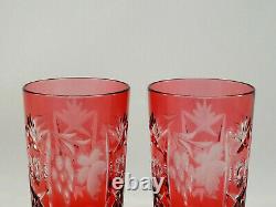 2 Nachtmann Traube Cranberry Cut to Clear 12 Oz Tumblers Crystal Glasses Qty