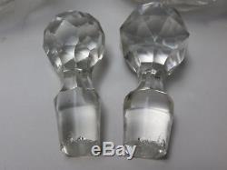 2 Ring Necked Cut Glass Decanters With Hallmarked Silver Collars- 10 1/2 Tall