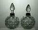 2 X Antique Lead Crystal Cut Glass Perfume Bottles/small Decanter Silver Collar