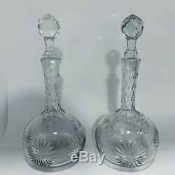 2 X Vintage 12 Crystal Glass Decanter Bottles Large Excellent Ship