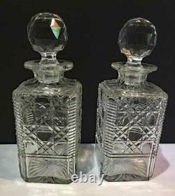 2 antique cut CRYSTAL DECANTERS with cut STOPPERS