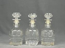 3 Antique 19th Century Georgian Cut Glass Sprit Decanters
