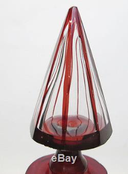 3 Antique Bohemian Cut/Clear Ruby Red Grape Motif Glass Liquor Decanters NR yqz