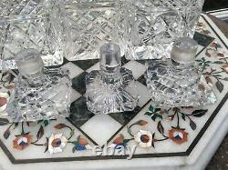 3 Quality Cut Glass Decanters Sterling Silver Collars 1967+1980 London Vgc Rare