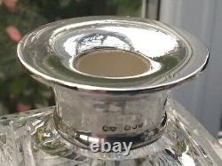3 Quality Cut Glass Decanters Sterling Silver Collars 1967+1980 London Vgc Rare