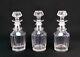 3 Three Antique Decanters Cut Glass 19c Victorian Port Sherry Wine Whisky Set