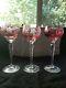 (3) Water Wine Hock Glasses Cranberry Red Cut To Clear Crystal Nachtmann Traube