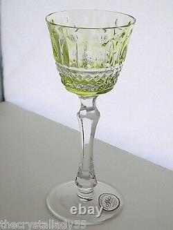 4 Ajka Faberge Xenia Lime Paridot Cased Cut To Clear 6 Wine Cordials