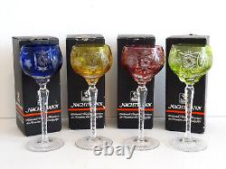 4 Nachtmann Traube Cut to Clear Crystal 8 1/4 Tall Hock Wine Glasses in Boxes