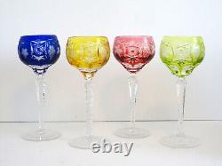 4 Nachtmann Traube Cut to Clear Crystal 8 1/4 Tall Hock Wine Glasses in Boxes