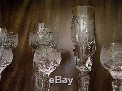 58pc set Ajka Marsala Clear Cut Crystal Nachtmann Traube Decanter, Bell Glasses